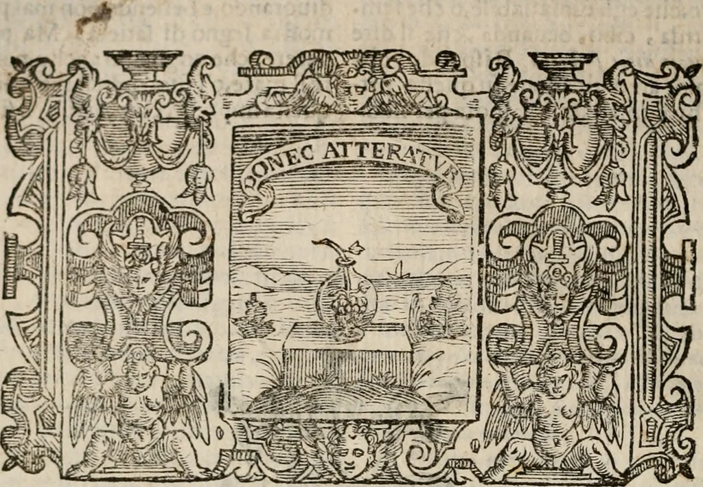 An illustration from Imprese sacre con triplicati discorsi, illustrate & arricchite. Con le aggiuntione [sic] ultimamente fattevi dall'istesso autore et in questa terza impressione, con sei copiosissime tavole molto più che prima adornate, 1629, leaf 1077