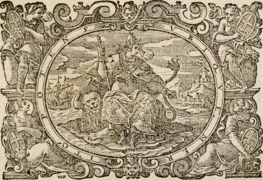 An illustration from Imprese sacre con triplicati discorsi, illustrate & arricchite. Con le aggiuntione [sic] ultimamente fattevi dall'istesso autore et in questa terza impressione, con sei copiosissime tavole molto più che prima adornate, 1629, leaf 734