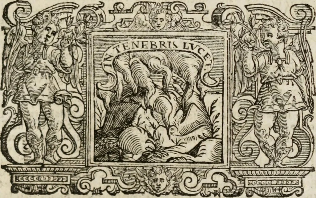 An illustration from Imprese sacre con triplicati discorsi, illustrate & arricchite. Con le aggiuntione [sic] ultimamente fattevi dall'istesso autore et in questa terza impressione, con sei copiosissime tavole molto più che prima adornate, 1629, leaf 738