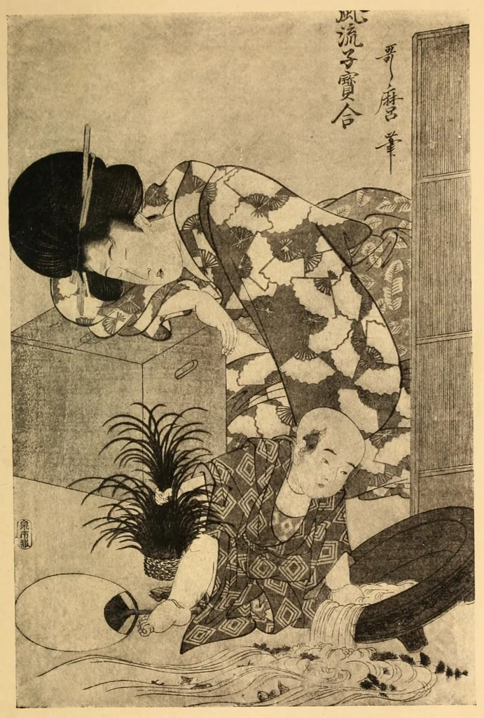 An illustration from Impressions of Ukiyo-ye, the school of the Japanese colour-print artists, 1905, leaf 67