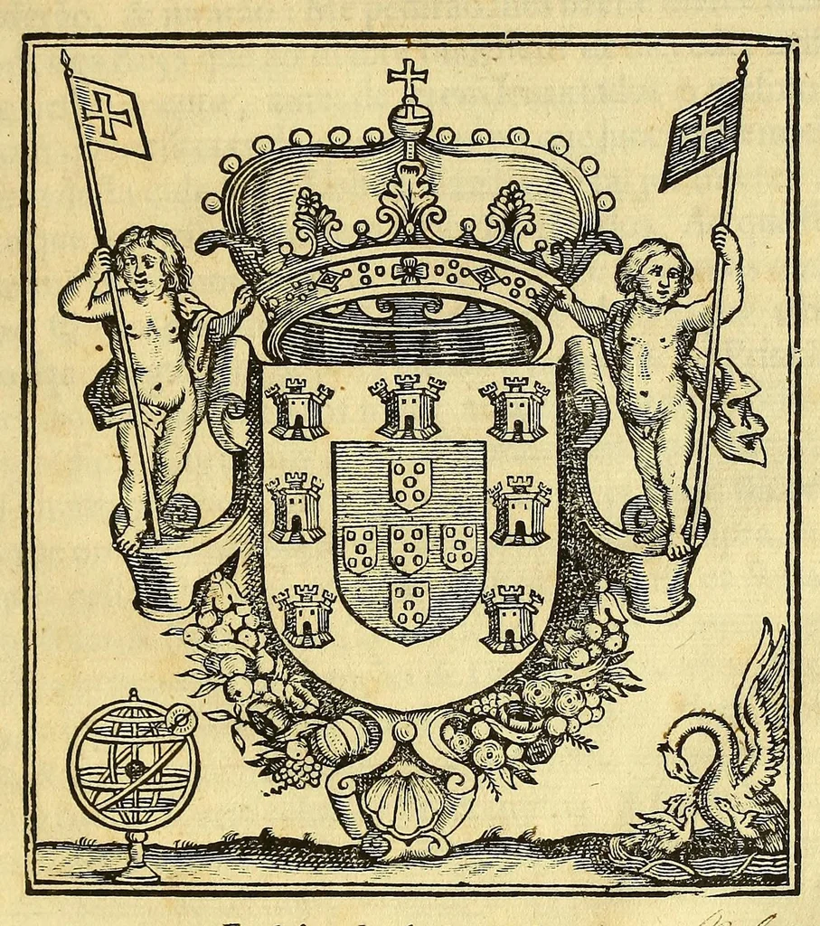 An illustration from Impressão das leys de Cortes. : Leys que el Rey D. Ioão o IIII. Nosso Senhor fez, & mandou publicar em conformidade das repostas que mandou dar a alguns dos capitulos dos tres estados, offerecidos nas cortes gèraes do anno de 1641. por cumprir ao bom governo, & administração da iustiça, 1648, leaf 3
