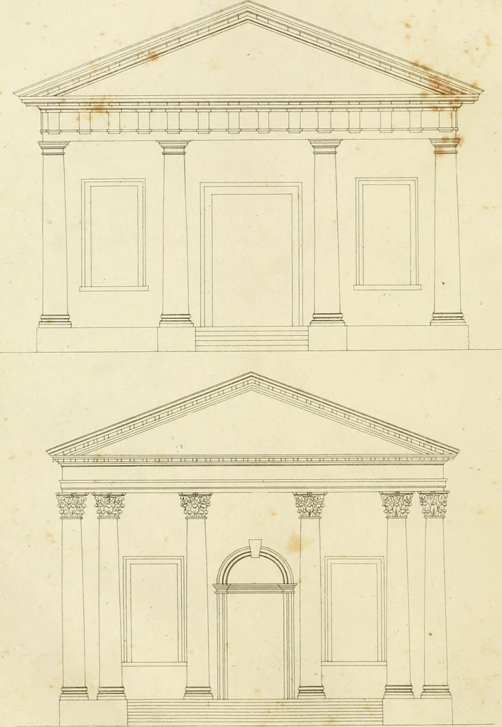 An illustration from An improved and enlarged edition of Biddle's young carpenter's assistant : being a complete system of architecture for carpenters, joiners, and workmen in general, adapted to the style of building in the United States ; revised and corrected, with several additional articles, and forty-eight new designs, chiefly of full size, working drawings of modern finish, in detail ; particularly adapted for country use, 1833, leaf 101