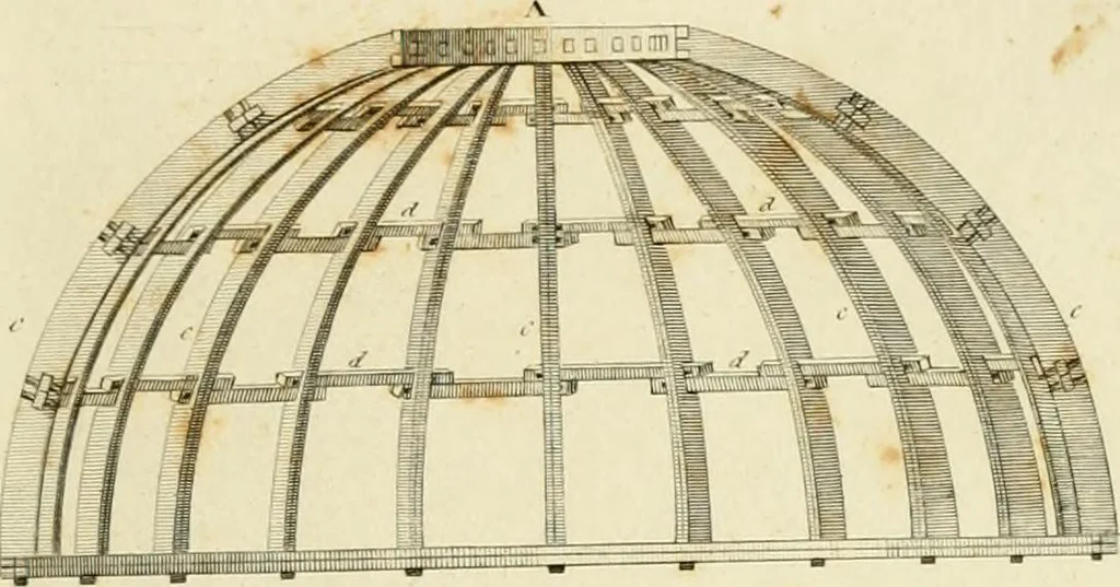An illustration from An improved and enlarged edition of Biddle's young carpenter's assistant : being a complete system of architecture for carpenters, joiners, and workmen in general, adapted to the style of building in the United States ; revised and corrected, with several additional articles, and forty-eight new designs, chiefly of full size, working drawings of modern finish, in detail ; particularly adapted for country use, 1833, leaf 108