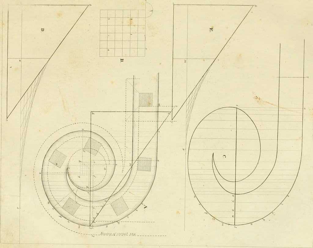 An illustration from An improved and enlarged edition of Biddle's young carpenter's assistant : being a complete system of architecture for carpenters, joiners, and workmen in general, adapted to the style of building in the United States ; revised and corrected, with several additional articles, and forty-eight new designs, chiefly of full size, working drawings of modern finish, in detail ; particularly adapted for country use, 1833, leaf 122