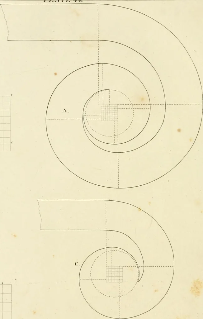 An illustration from An improved and enlarged edition of Biddle's young carpenter's assistant : being a complete system of architecture for carpenters, joiners, and workmen in general, adapted to the style of building in the United States ; revised and corrected, with several additional articles, and forty-eight new designs, chiefly of full size, working drawings of modern finish, in detail ; particularly adapted for country use, 1833, leaf 125