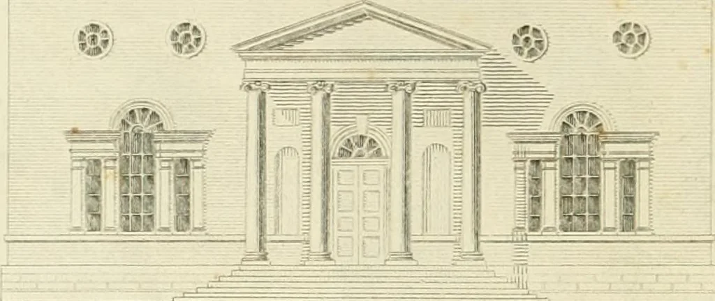 An illustration from An improved and enlarged edition of Biddle's young carpenter's assistant : being a complete system of architecture for carpenters, joiners, and workmen in general, adapted to the style of building in the United States ; revised and corrected, with several additional articles, and forty-eight new designs, chiefly of full size, working drawings of modern finish, in detail ; particularly adapted for country use, 1833, leaf 137