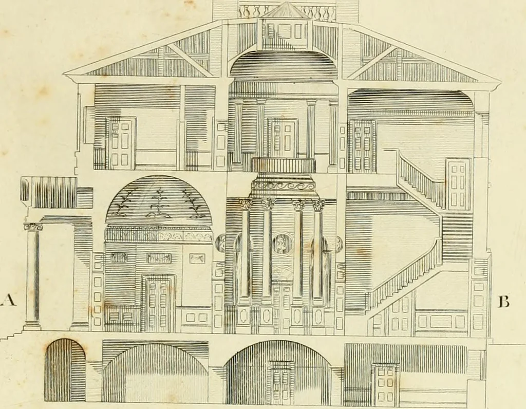An illustration from An improved and enlarged edition of Biddle's young carpenter's assistant : being a complete system of architecture for carpenters, joiners, and workmen in general, adapted to the style of building in the United States ; revised and corrected, with several additional articles, and forty-eight new designs, chiefly of full size, working drawings of modern finish, in detail ; particularly adapted for country use, 1833, leaf 140