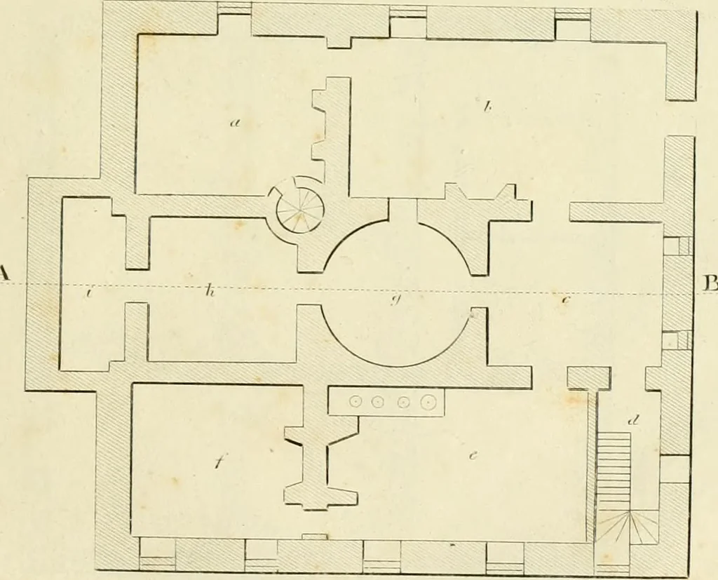 An illustration from An improved and enlarged edition of Biddle's young carpenter's assistant : being a complete system of architecture for carpenters, joiners, and workmen in general, adapted to the style of building in the United States ; revised and corrected, with several additional articles, and forty-eight new designs, chiefly of full size, working drawings of modern finish, in detail ; particularly adapted for country use, 1833, leaf 140