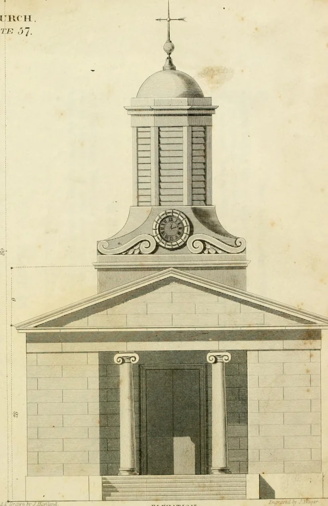 An illustration from An improved and enlarged edition of Biddle's young carpenter's assistant : being a complete system of architecture for carpenters, joiners, and workmen in general, adapted to the style of building in the United States ; revised and corrected, with several additional articles, and forty-eight new designs, chiefly of full size, working drawings of modern finish, in detail ; particularly adapted for country use, 1833, leaf 159