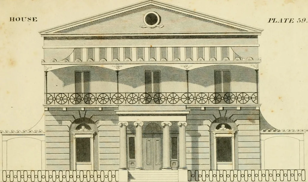 An illustration from An improved and enlarged edition of Biddle's young carpenter's assistant : being a complete system of architecture for carpenters, joiners, and workmen in general, adapted to the style of building in the United States ; revised and corrected, with several additional articles, and forty-eight new designs, chiefly of full size, working drawings of modern finish, in detail ; particularly adapted for country use, 1833, leaf 164