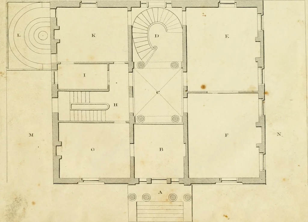 An illustration from An improved and enlarged edition of Biddle's young carpenter's assistant : being a complete system of architecture for carpenters, joiners, and workmen in general, adapted to the style of building in the United States ; revised and corrected, with several additional articles, and forty-eight new designs, chiefly of full size, working drawings of modern finish, in detail ; particularly adapted for country use, 1833, leaf 164