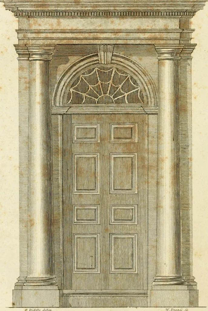 An illustration from An improved and enlarged edition of Biddle's young carpenter's assistant : being a complete system of architecture for carpenters, joiners, and workmen in general, adapted to the style of building in the United States ; revised and corrected, with several additional articles, and forty-eight new designs, chiefly of full size, working drawings of modern finish, in detail ; particularly adapted for country use, 1833, leaf 71