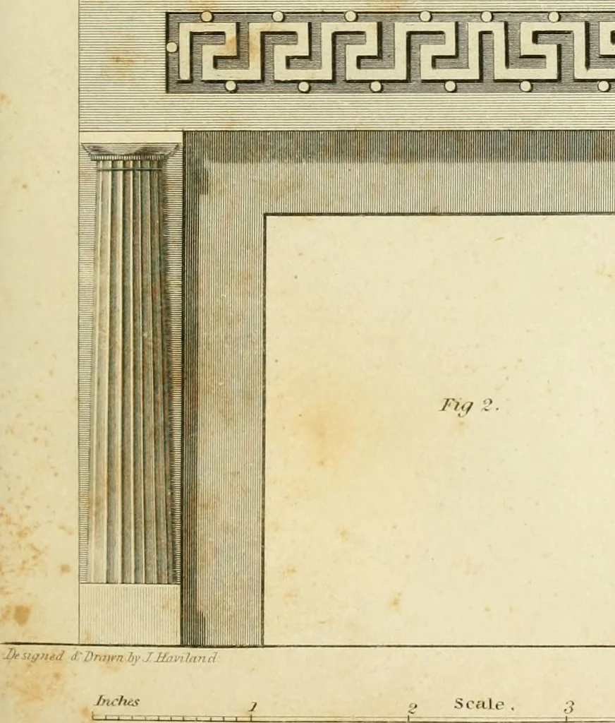 An illustration from An improved and enlarged edition of Biddle's young carpenter's assistant : being a complete system of architecture for carpenters, joiners, and workmen in general, adapted to the style of building in the United States ; revised and corrected, with several additional articles, and forty-eight new designs, chiefly of full size, working drawings of modern finish, in detail ; particularly adapted for country use, 1833, leaf 92