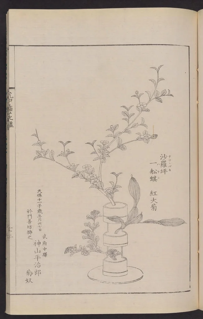 An illustration from Inchū-ryū sōka kagami, 1868, leaf 35