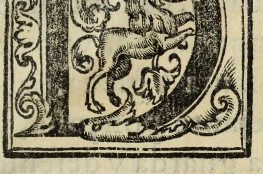 An illustration from Index et catalogvs librorum prohibitorum : mandato Illustriss. ac Reuerẽdiss. D.D. Gasparis a Qviroga, Cardinalis Archiepiscopi Toletani, ac in regnis Hispaniarum generalis inquistitoris, denuò editus : cvm Consilio Svpremi Senatus Sanctae Generalis Inquistionis, 1583, leaf 7
