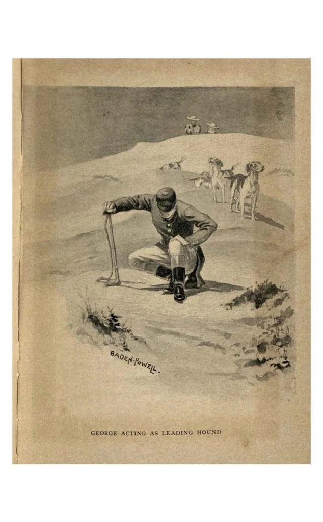 An illustration from Sport in War, 1900, leaf 68