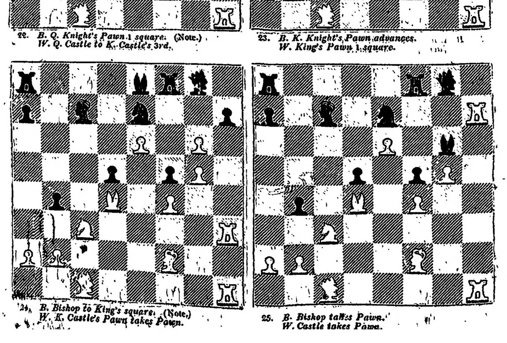 An illustration from Chess: Rendered Familiar by Tabular Demonstrations of the Various Positions and Movements, 1819, leaf 103