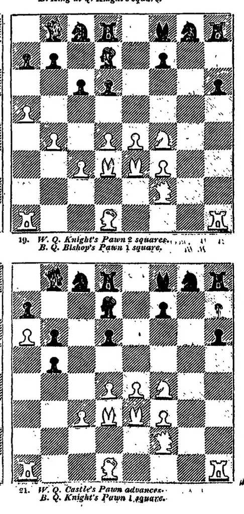 An illustration from Chess: Rendered Familiar by Tabular Demonstrations of the Various Positions and Movements, 1819, leaf 181