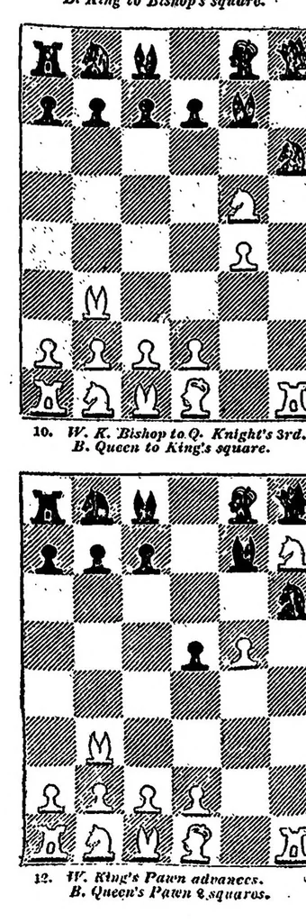 An illustration from Chess: Rendered Familiar by Tabular Demonstrations of the Various Positions and Movements, 1819, leaf 216