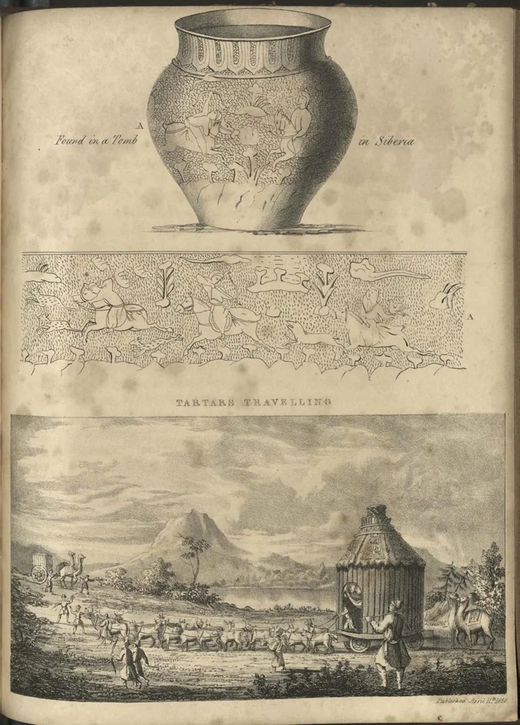 An illustration from Historical Researches on the Wars and Sports of the Mongols and Romans in which Elephants and Wild Beasts were Employed or Slain and the Remarkable Local Agreement of History with Remains of such Animals found in Europe and Siberia, 1826, leaf 205