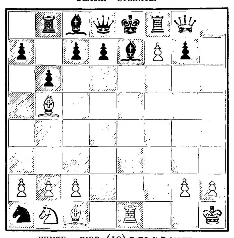 An illustration from Chess Novelties and their latest Developments with comparisons of the Progress of Chess Openings of the Past Century and the Present not dealt with Existing Works, 1895, leaf 114