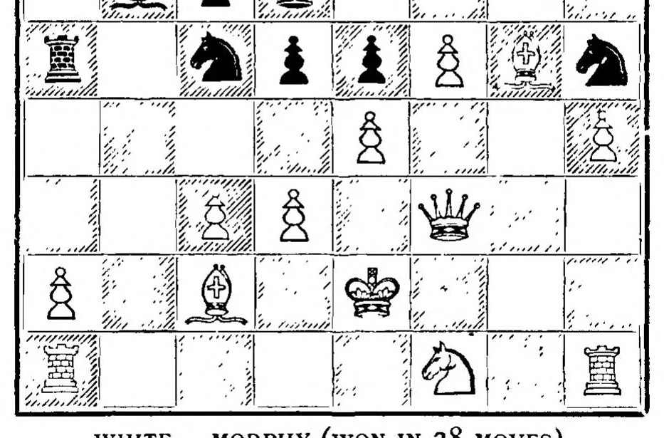 An illustration from Chess Novelties and their latest Developments with comparisons of the Progress of Chess Openings of the Past Century and the Present not dealt with Existing Works, 1895, leaf 321