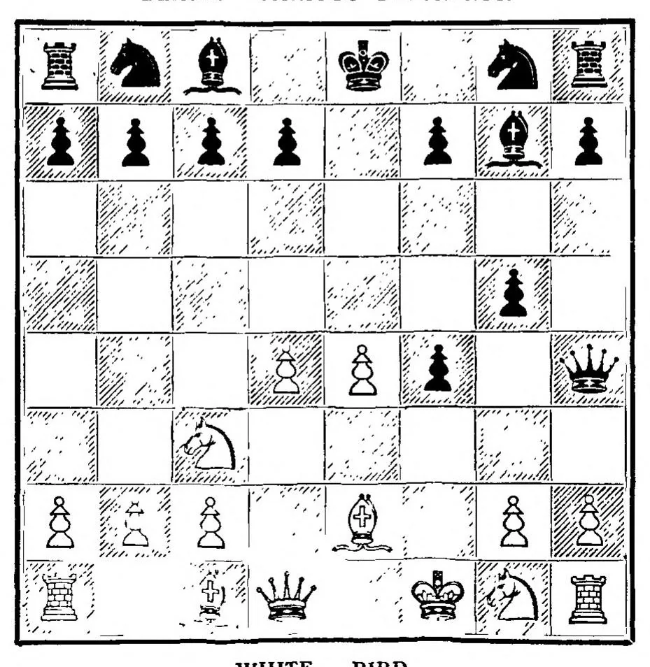 An illustration from Chess Novelties and their latest Developments with comparisons of the Progress of Chess Openings of the Past Century and the Present not dealt with Existing Works, 1895, leaf 89