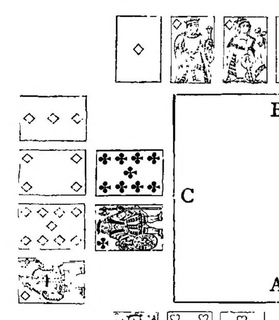 An illustration from Modern Scientific Whist; the Principles of the Modern Game, 1894, leaf 488