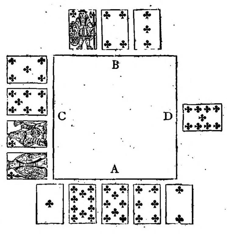 An illustration from Modern Scientific Whist; the Principles of the Modern Game, 1894, leaf 50