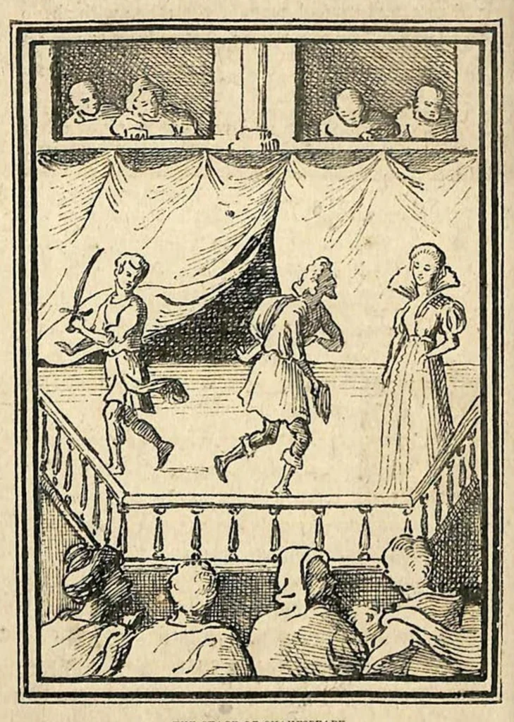 An illustration from Amateur Theatricals, 1879, leaf 53