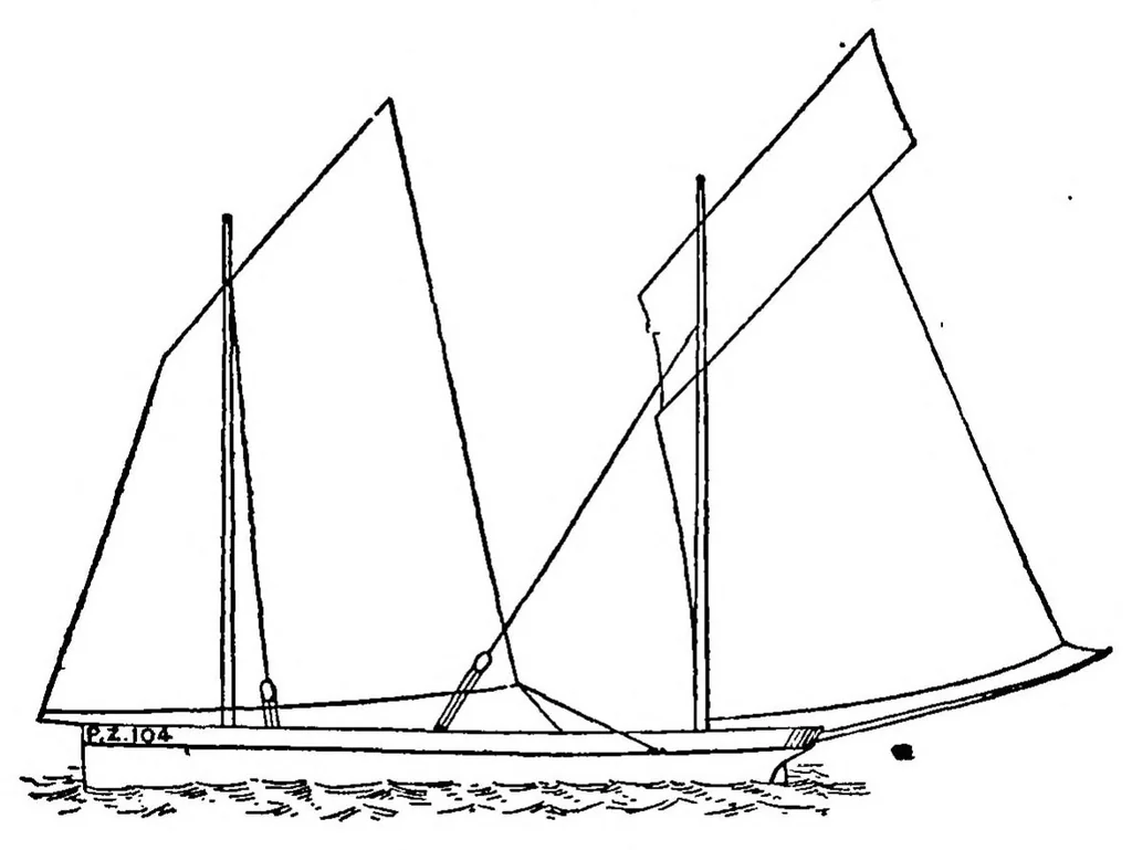 An illustration from Boat Sailing and Racing; containing Practical Instructions for Bending and Setting Sails, Trimming, Steering and Handling Boats under all Circumtances of Wind and Weather; descriptions of some interesting and instructive foreign Rigs also some useful hints on Racing, with a View to Winning, 1885, leaf 67
