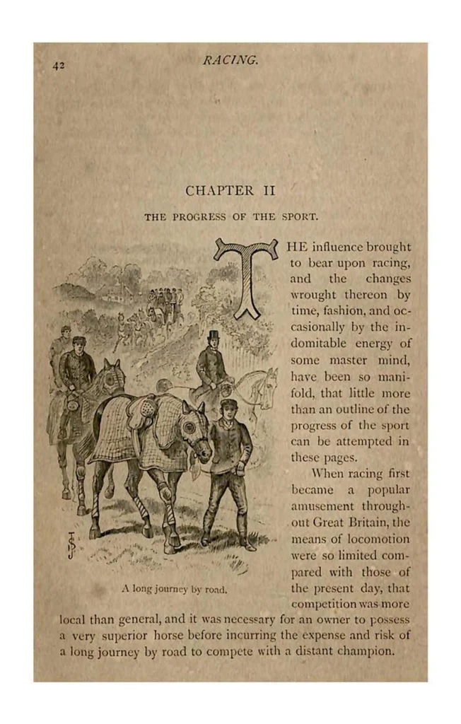 An illustration from Racing and Steeple-Chasing (the Badminton Library of Sports and Pastimes), 1886, leaf 57