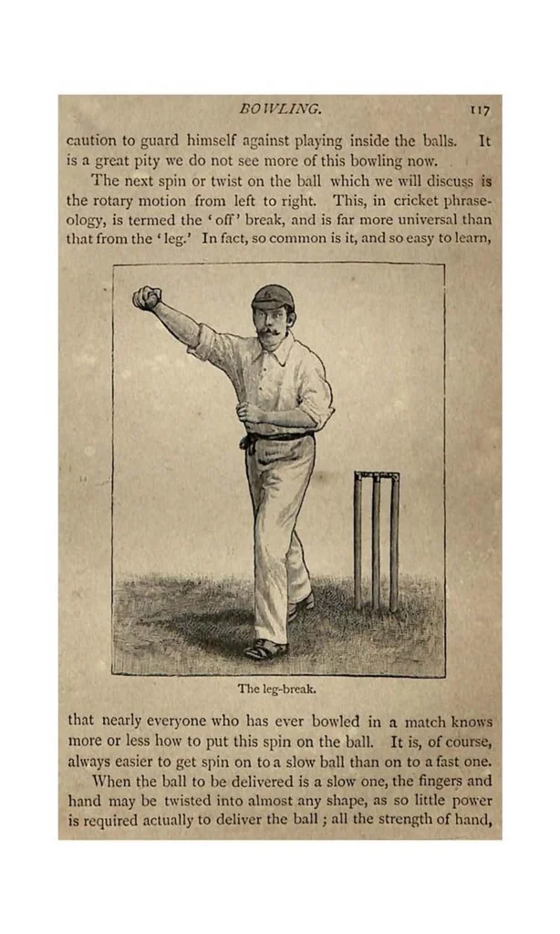 An illustration from Cricket, 4th ed. (the Badminton Library of Sports and Pastimes), 1890, leaf 140
