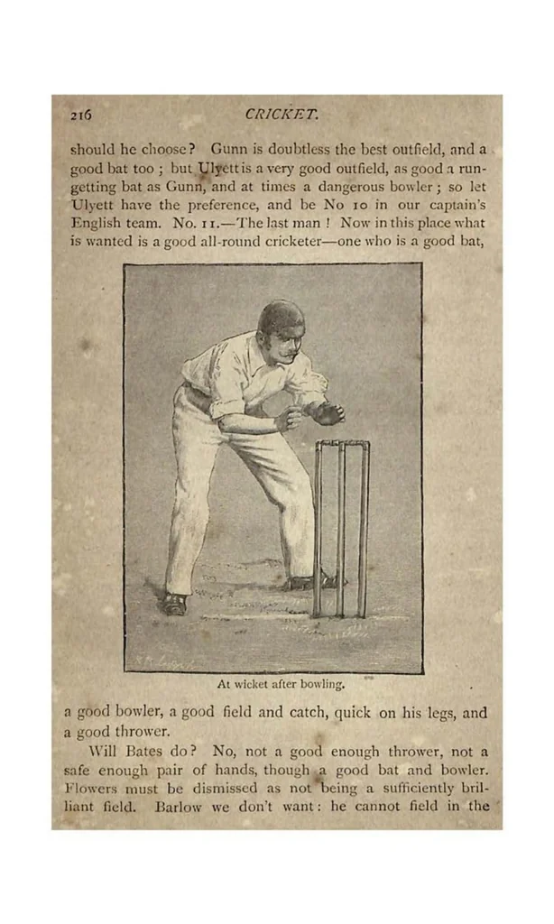 An illustration from Cricket, 4th ed. (the Badminton Library of Sports and Pastimes), 1890, leaf 239