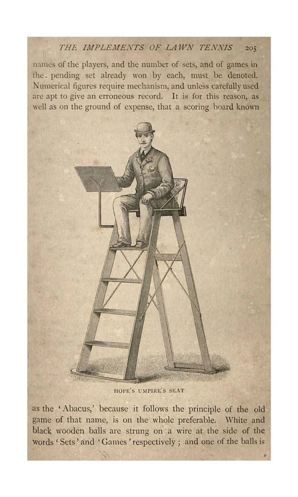 An illustration from Tennis; Lawn Tennis; Rackets; Fives (the Badminton Library of Sports and Pastimes), 1890, leaf 234