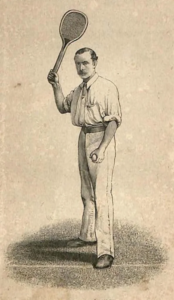 An illustration from Tennis; Lawn Tennis; Rackets; Fives (the Badminton Library of Sports and Pastimes), 1890, leaf 249