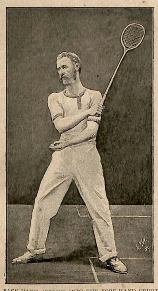 An illustration from Tennis; Lawn Tennis; Rackets; Fives (the Badminton Library of Sports and Pastimes), 1890, leaf 433