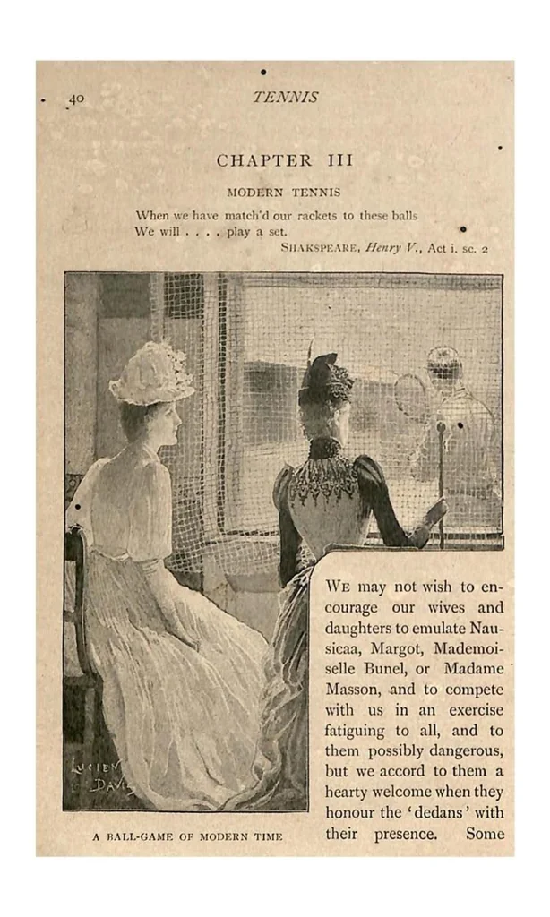 An illustration from Tennis; Lawn Tennis; Rackets; Fives (the Badminton Library of Sports and Pastimes), 1890, leaf 61