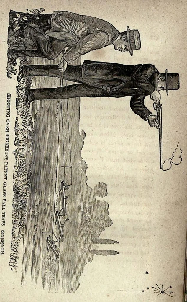 An illustration from Field, Cover and Trap Shooting; embracing hints for skilled Marksmen; instructions for Young Sportsmen; Haunts and Habits of Game Birds; Flight and Resorts of Water Fowl; Breeding and Breaking of Dogs, 1878, leaf 392