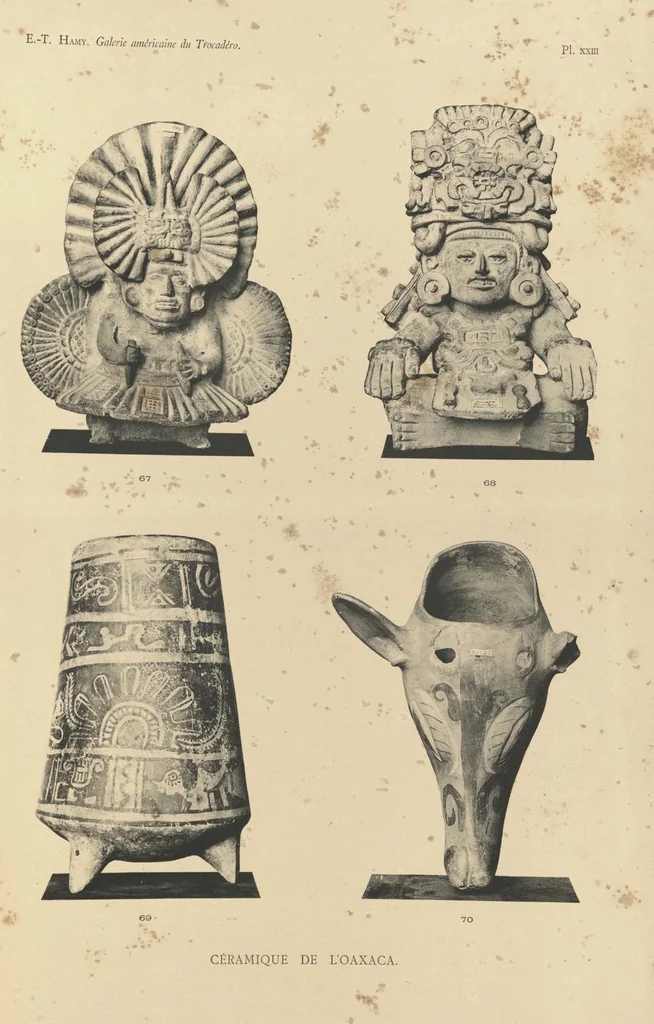 An illustration from Galerie Americaine du Musee d’Ethnographie du Trocadero; Choix de Pieces Archeologiques et Ethnographiques, 1897, leaf 45