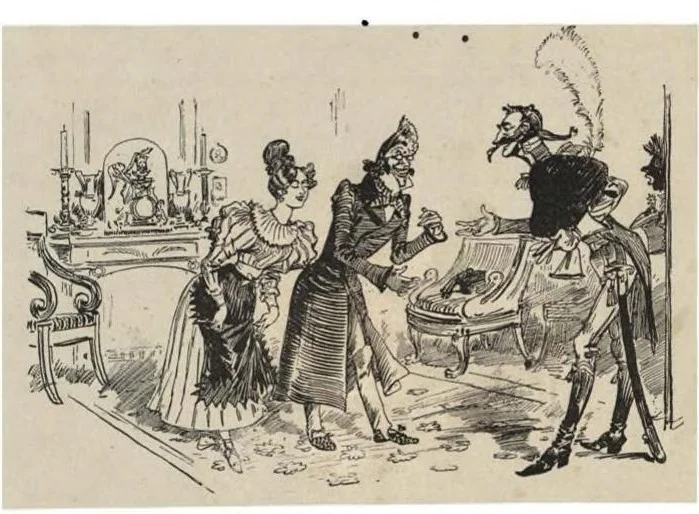 An illustration from Le Voyage de M. Dumollet, Text et Dessins, 1883, leaf 133
