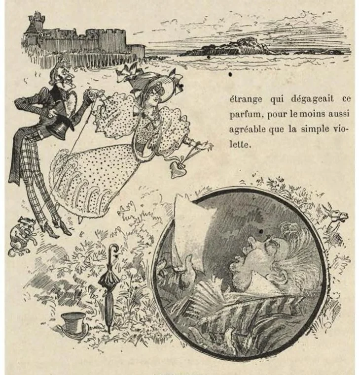 An illustration from Le Voyage de M. Dumollet, Text et Dessins, 1883, leaf 23