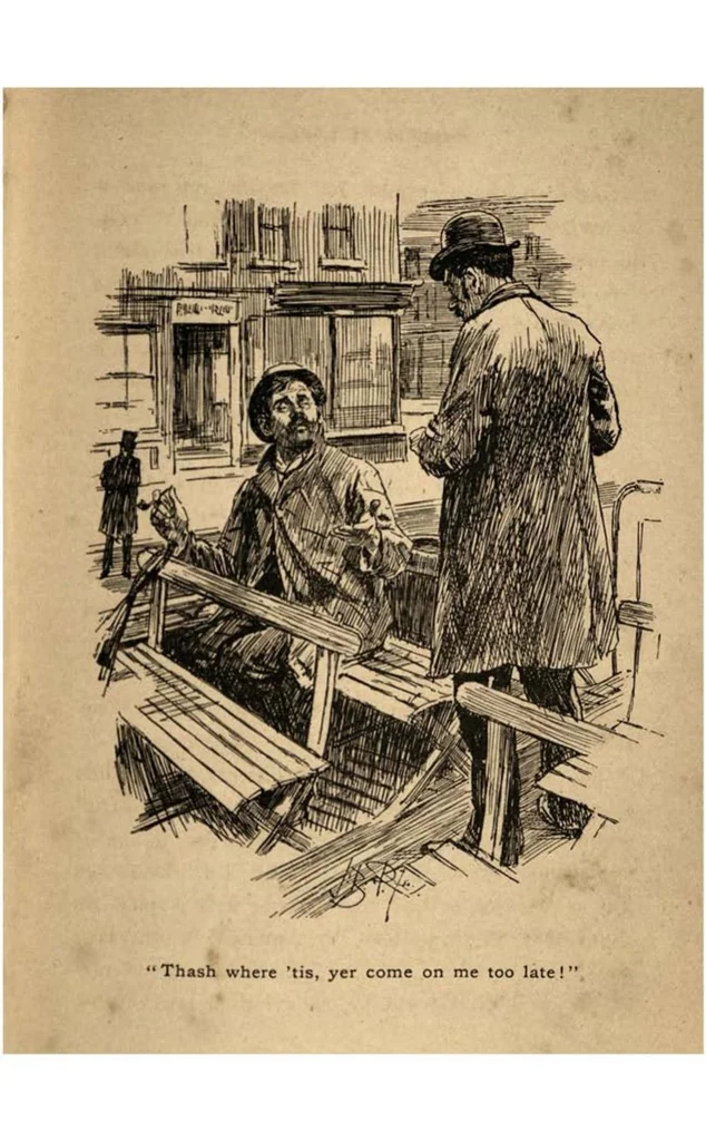 An illustration from Puppets at Large: Scenes and Subjects, from Mr. Punch’s Show, 1897, leaf 256