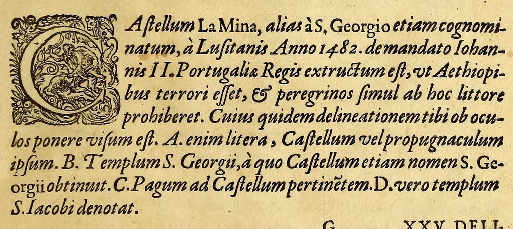 An illustration from Indiae Orientalis pars VI. Veram et historicam descriptionem auriferi regni Guineae, ad Africam pertinentis, quod alias littus de Mina vocant, : continens, qua situs loci, ratio vrbium & domorum, portus item & flumina varia, cum variis incolarum superstitionibus, educatione, forma, commerciis, linguis & moribus, succincta breuitate explicantur & percensentur., 1604, leaf 191