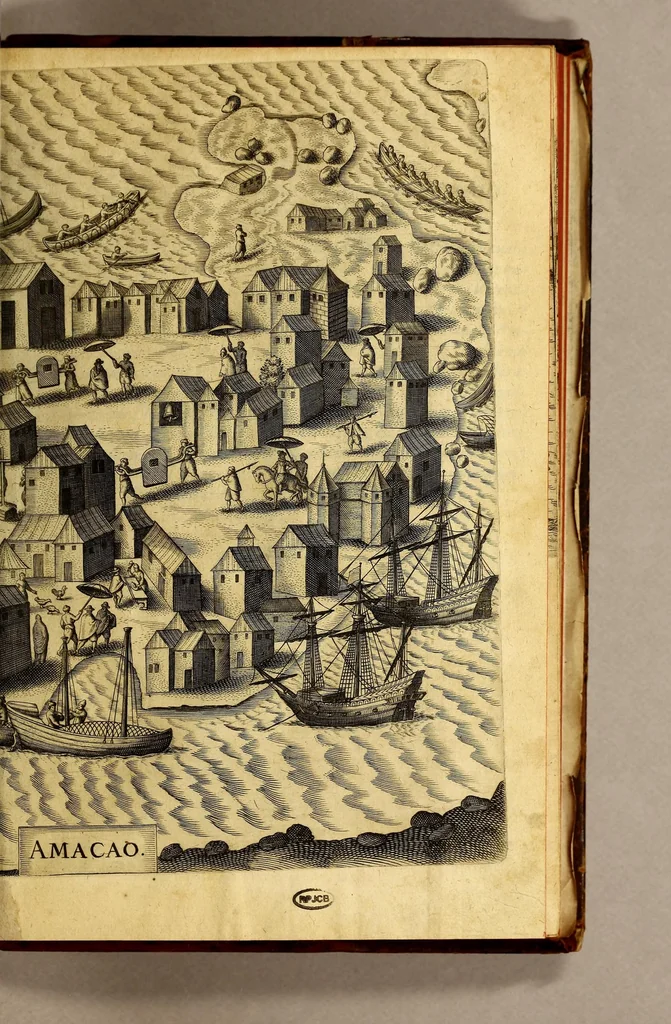 An illustration from Indiae Orientalis pars octaua: Navigationes quinque, : primam, à Iacobo Neccio, ab anno 1600. vsque ad annum 1603. Secundam, à Iohanne Hermanno de Bree, ab anno 1602. vsq[ue], ad annum 1604. Tertiam, à Cornelio Nicolai, annis quatuor. Quartam, à Cornelio de Vena, duobus annis. Quintam, sub Stephano de Hagen tribus annis, in Indiam Orientalem susceptas & peractas continens. Locorum, regnum, populorum, rituuḿque variorum descriptione, victoriarum item à Lusitanis reportatarum, & Araboinae, Tidoriśque expugnationis commemoratione addita., 1607, leaf 149