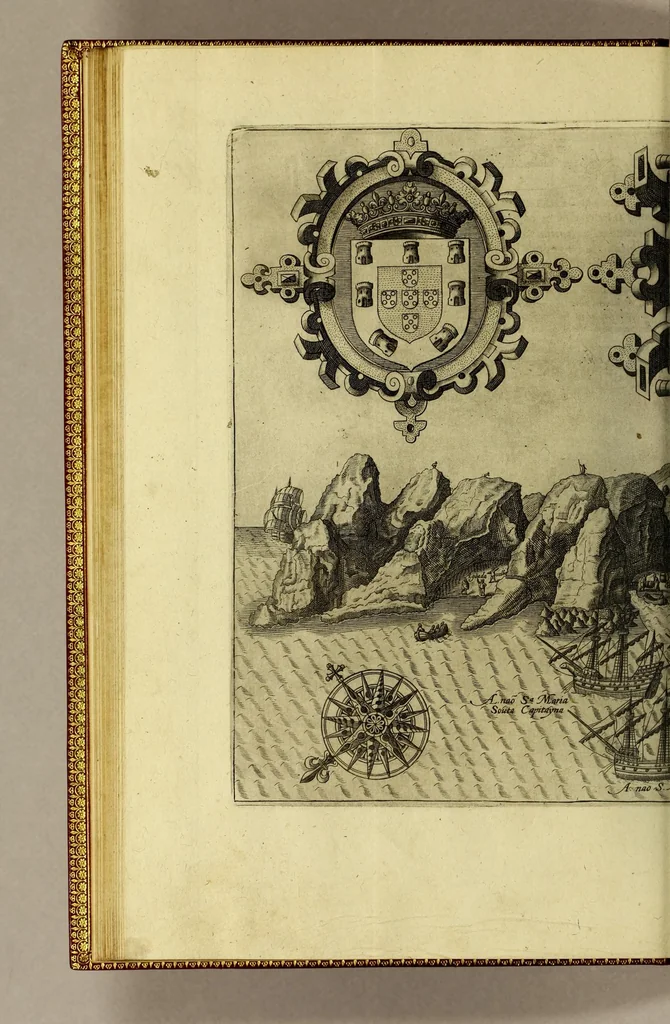 An illustration from Indiae Orientalis pars IX. Historicam descriptionem nauigationis ab Hollandis & Selandis in Indiam Orientalem, sub imperio Petri-Guilielmi Verhuffii, cum nouem maiorem & quatuor minorum navium classe, annis 1607. 1608. & 1609. susceptae & peractae, &c. continens: : addita omnium, quae hoc tempore eis obtigerunt, annotatione;, 1612, leaf 70