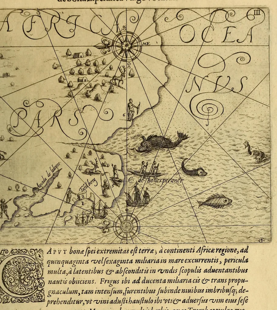 An illustration from Indiae Orientalis pars IX. Historicam descriptionem nauigationis ab Hollandis & Selandis in Indiam Orientalem, sub imperio Petri-Guilielmi Verhuffii, cum nouem maiorem & quatuor minorum navium classe, annis 1607. 1608. & 1609. susceptae & peractae, &c. continens: : addita omnium, quae hoc tempore eis obtigerunt, annotatione;, 1612, leaf 69