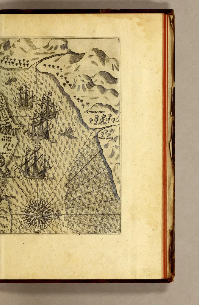 An illustration from Indiae Orientalis pars IX. Historicam descriptionem nauigationis ab Hollandis & Selandis in Indiam Orientalem, sub imperio Petri-Guilielmi Verhuffii, cum nouem maiorem & quatuor minorum nauium classe, annis 1607. 1608. & 1609. susceptae & peractae, &c. continens: : addita omnium, quae hoc tempore eis obtigerunt, annotatione;, 1612, leaf 67