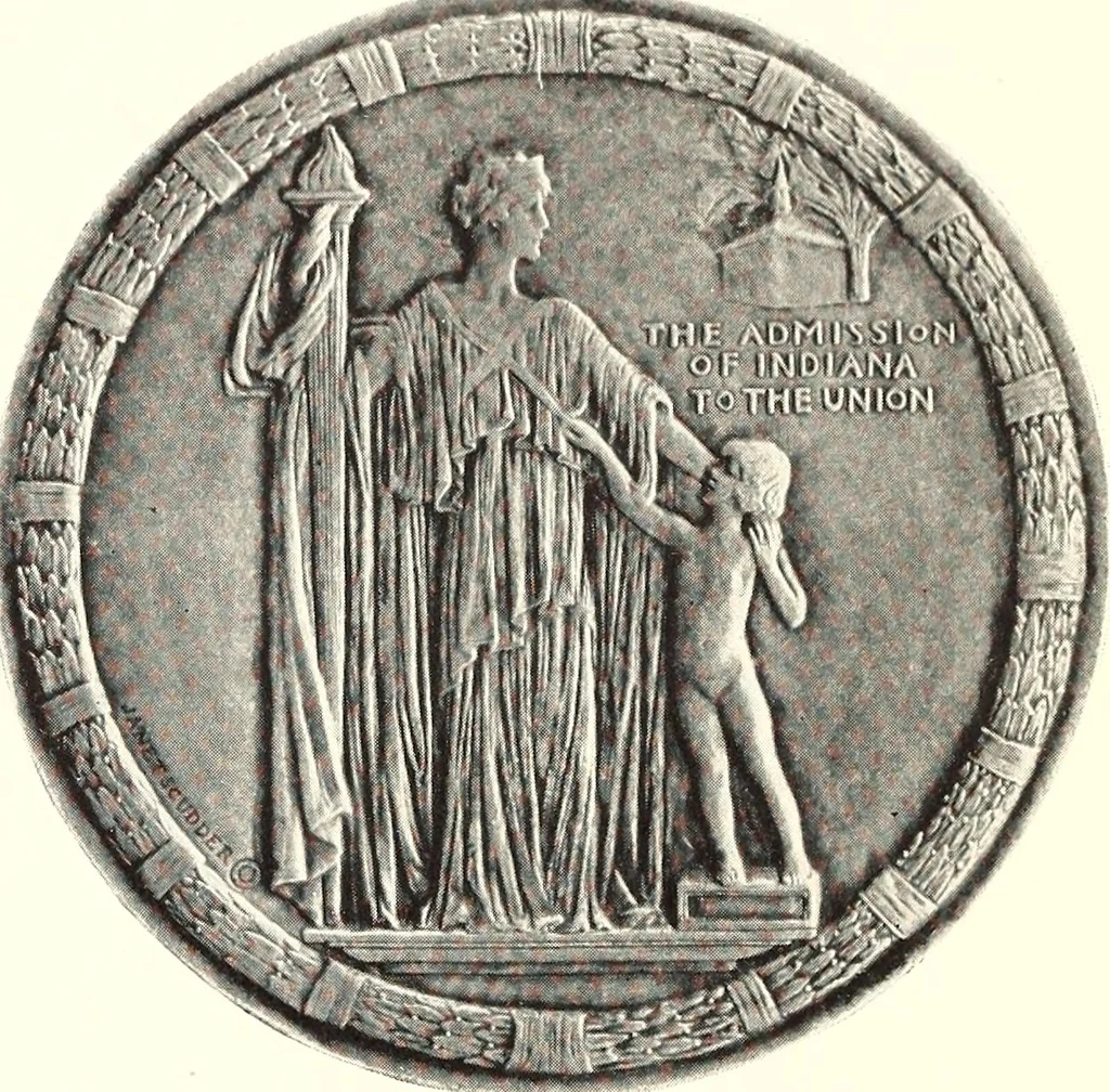An illustration from The Indiana medal : commemorating the completion of a century of statehood, 1816-1916, 1916, leaf 7