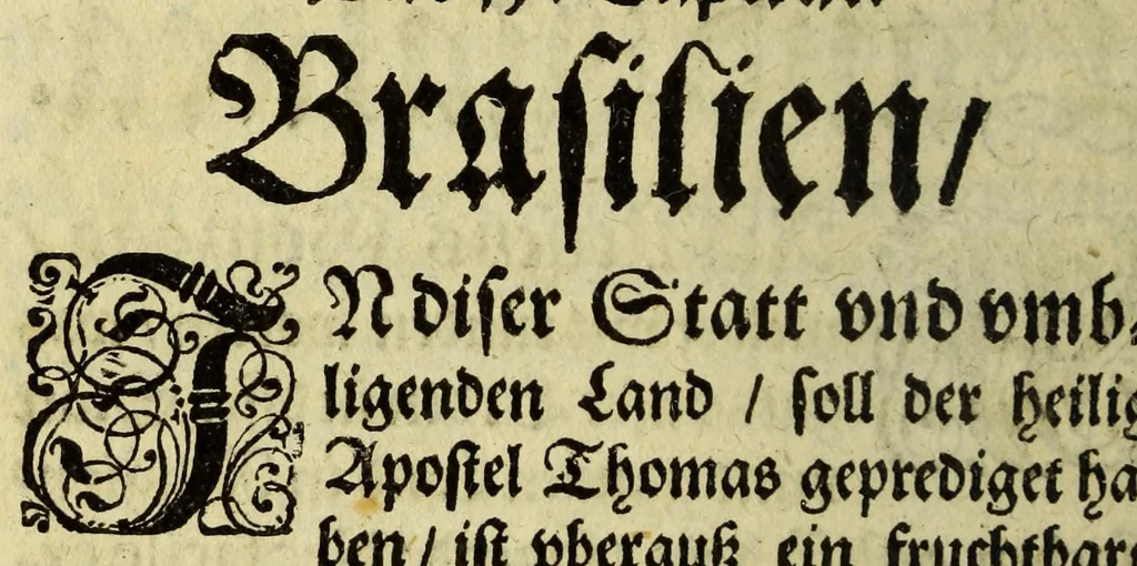 An illustration from Indianischer religionstandt der gantzen Newen Welt, eider Indien gegen auff und Nidergang der Sonnen: : |b schleinigister Form auss gründtlichen Historien, sonderbar dess hochwürdigen Vatters Francisci Gonzagen, barfüsserische[n] Ordnescroniken, 1588, leaf 190